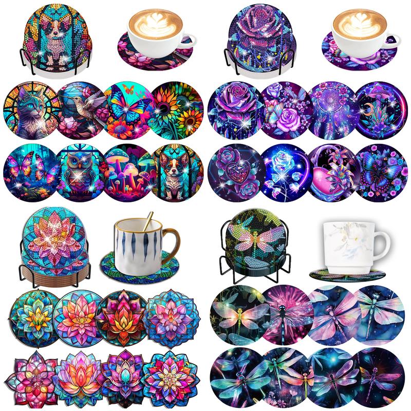 Resin Art And Wood - 8 pz/set sottobicchieri per pittura diamante