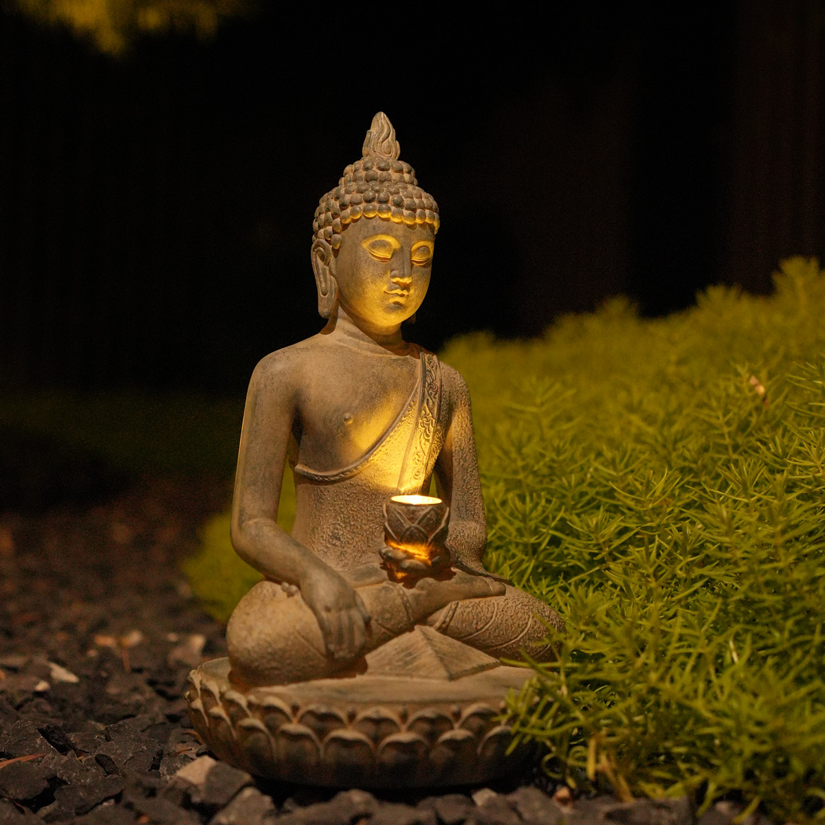 Resin Art India - Statua di Buddha ad energia solare